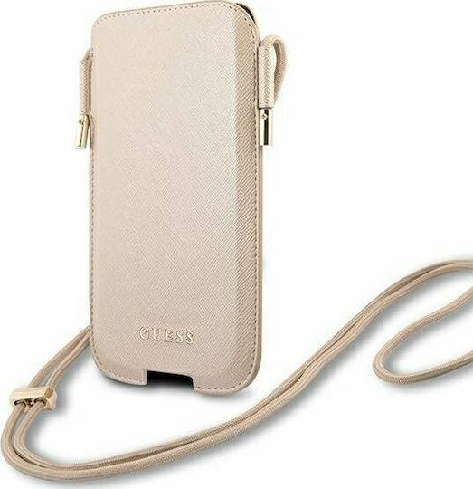 Guess Saffiano Pliculeț până la 6.1" Auriu GUHCP12MSAPSLG