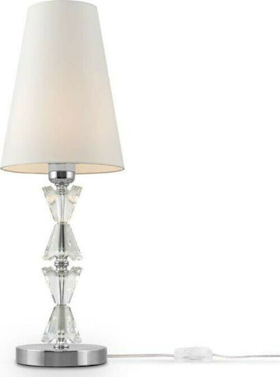 Maytoni Glass Table Lamp for E27 Bulb with White Shade and Silver Base