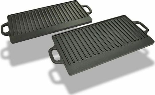vidaXL Grill Plate Two-Sided 2pcs Non-Stick Baking Plate with Cast Iron Flat & Grill Surface 38x23cm