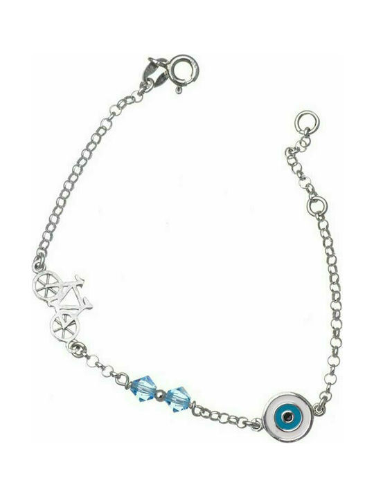 Children's bracelet made of silver 925 with peephole and bicycle