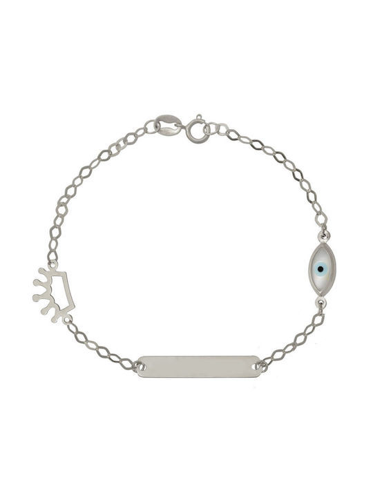 White gold identity bracelet with crown and eye BA33374F 9 Carat