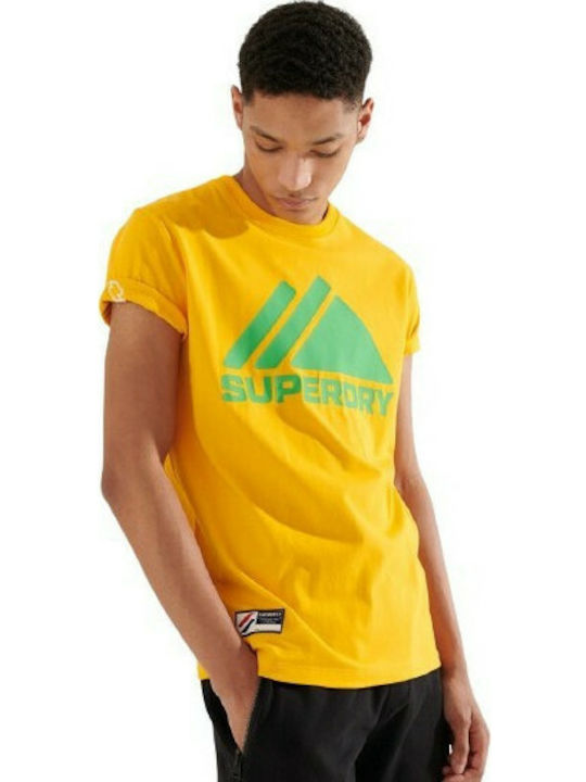 Superdry Bărbați T-shirt Sportiv cu Mânecă Scurtă Galben