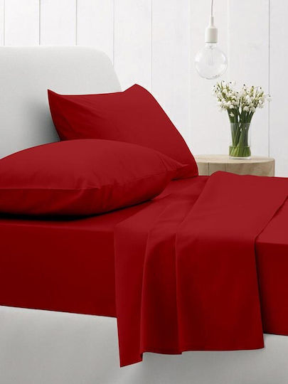 Sunshine Semi Dublu 120x200+30cm cu Elastic Cotton Feelings 151 113 Red