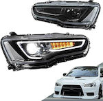 Front Lights Led for Mitsubishi Lancer DRL Led Tube & Dynamic Turn Signal Black/Chrome H7 Manual VLAND 07-17 2pcs