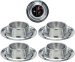 JK Home Decoration Metallic Egg Cup Silver 4pcs 929717