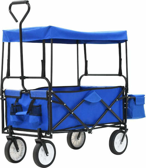 vidaXL Transport Trolley Folding Blue Steel Folding Blue Steel Foldable for Weight Load up to 75kg Blue