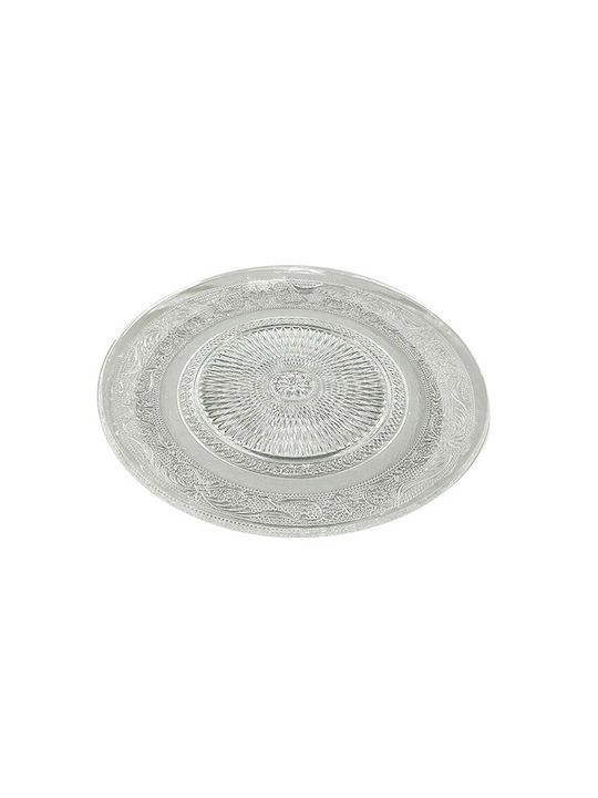 AGC Vintage Round Glass Decorative Platter Transparent 20x20cm