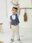 Bonito Boys Baptism Suit with Vest 21102 5pcs Blue