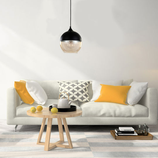 Powertech Κρεμαστό Φωτιστικό Μαύρο Μπάλα με Ντουί E27 20x20x20εκ.