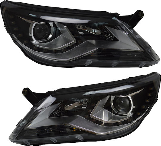 Carner Предни светлини LED за Volkswagen Тигуан Изглед на фейслифта mk1 R-line 2007-2011 2бр
