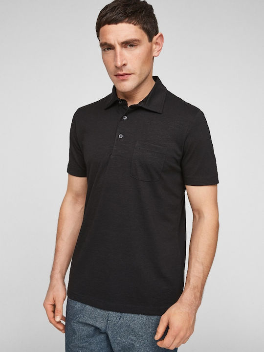 S.Oliver Herren Kurzarmshirt Polo Schwarz