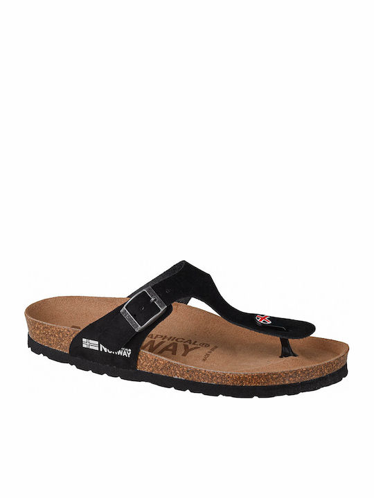 Geographical Norway Esclavas Bios Women's Flat Sandals in Black Color