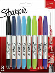 Sharpie Twin Tip Permanent Markers 0.5mm Multicolour 8pcs