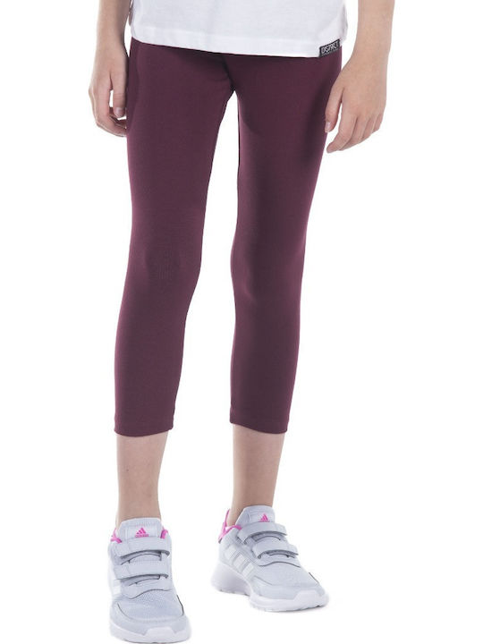 Kids Legging Sports Capri Burgundy Leggings