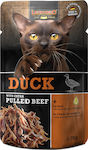 Leonardo Pulled Beef Wet Food for Adult Cats for Skin & Hair Care In Pouch with Duck 1pc 70gr