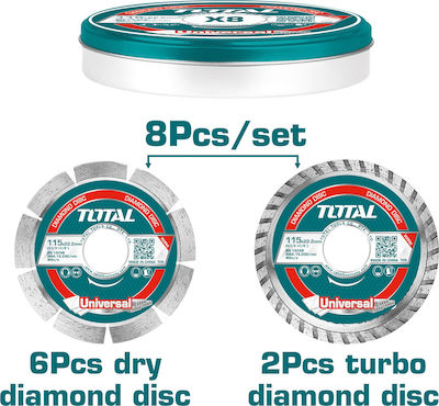 Total TAC2101153 Disc de tăiere Metal 115mm cu 9 dinți 8buc