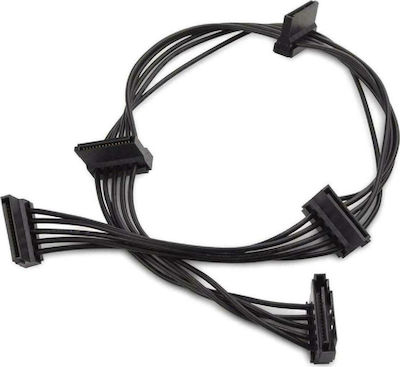 Powertech 15-Pin Sata - 4x 15-Pin Sata Cable 0.4m Μαύρο (CAB-W038)