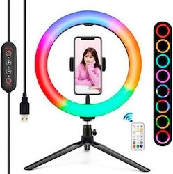 XO BGD007/MJ26 16.001.0015 RGB Ring Light 26cm 3200 - 6500K with Desktop Tripod and Mobile Holder