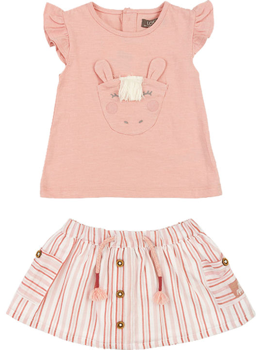 Losan Kids Set with Skirt Summer 2pcs Pink