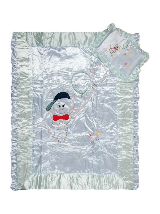 Silk Fashion Κουβέρτα Κούνιας Cat Balloon Fleece Λευκή 100x125εκ.