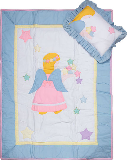 Silk Fashion Blanket Cot Angel Cotton Light Blue 90x120cm