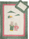 Silk Fashion Κουβέρτα Κούνιας Bunnies Βαμβακερή Πράσινη 90x125εκ.