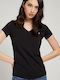 Guess Women's T-shirt with V Neck Black