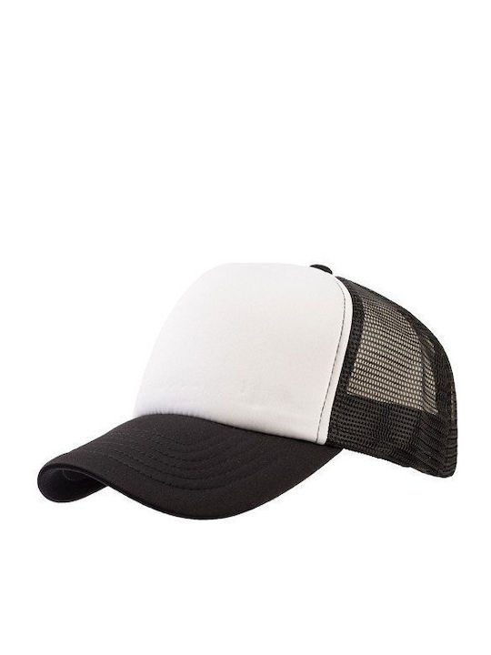 Blind 00839 Hat with trucker net 100% polyester with sponge on brim and front WHITE/BLACK
