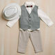 Lollipop Boys Baptism Suit with Vest 5pcs Gray