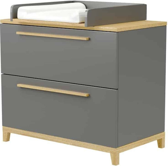 Mikonos Baby Dresser with 2 Drawers Gray 85x45x90cm
