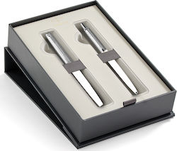 Parker Jotter Pen Set Rollerball with Quill (in a paper cassette) White CT in a case