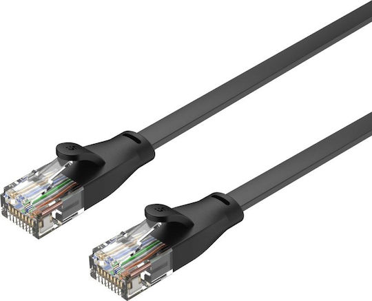 Unitek Flat U/UTP Cat.6 (Gigabit) Καλώδιο Δικτύου Ethernet 1.8m Μαύρο