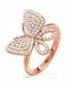Folli Follie Ring with Stones made of Silver Gold Plated