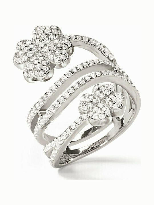 Folli Follie Damen Ring mit Steinen aus Stahl