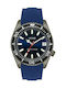 Le Dom Diver's Uhr Batterie mit Blau Kautschukarmband