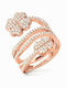 Folli Follie Damen Ring mit Steinen aus Stahl Vergoldet