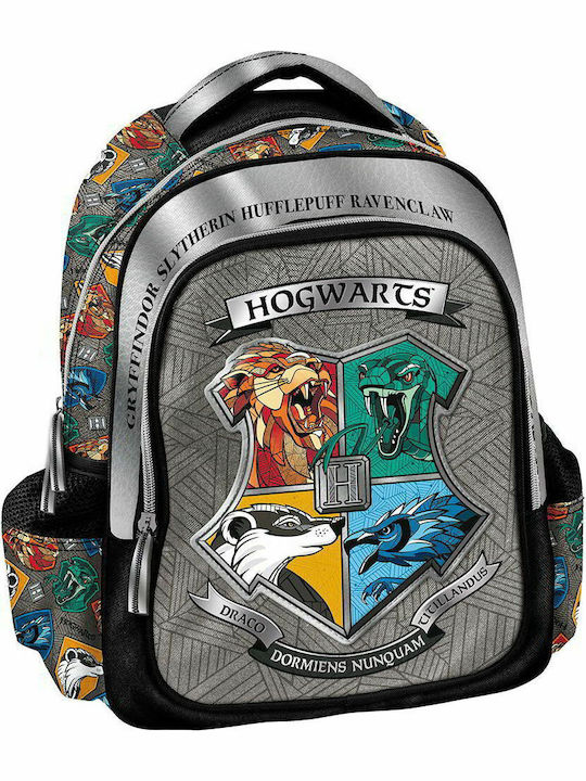 Graffiti Harry Potter Hogwarts 21x11x30cm Σχολική Τσάντα Πλάτης Νηπιαγωγείου σε Γκρι χρώμα