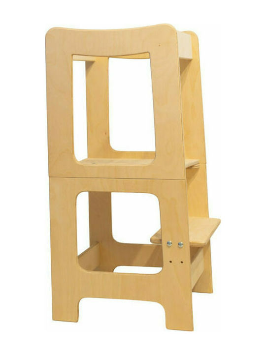 Montessori Lernturm aus Holz Beige