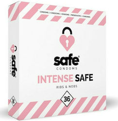 Safe Condoms Προφυλακτικά Intense Safe Ribs & Nobs 36τμχ 52mm με Ραβδώσεις Safe Condoms Προφυλακτικά Intense Safe Ribs & Nobs 36τμχ 52mm με Ραβδώσεις