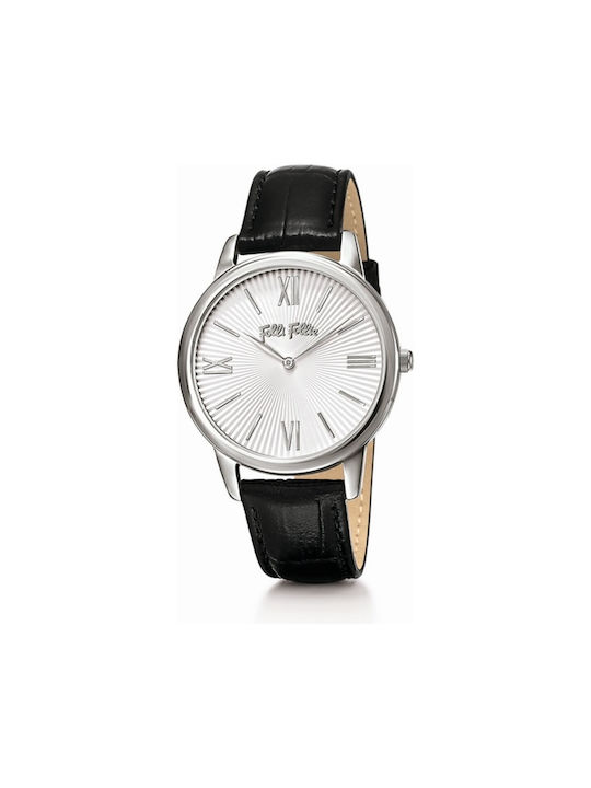 Folli Follie Watch with Black Leather Strap