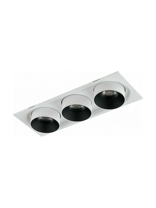Fan Europe Outsider3x30m Spoturi De Tavan Metalic Rectangular Încorporat Led Și Lumină Alb Natural Alb 34.6x13cm Inc-Outsider-3x30m