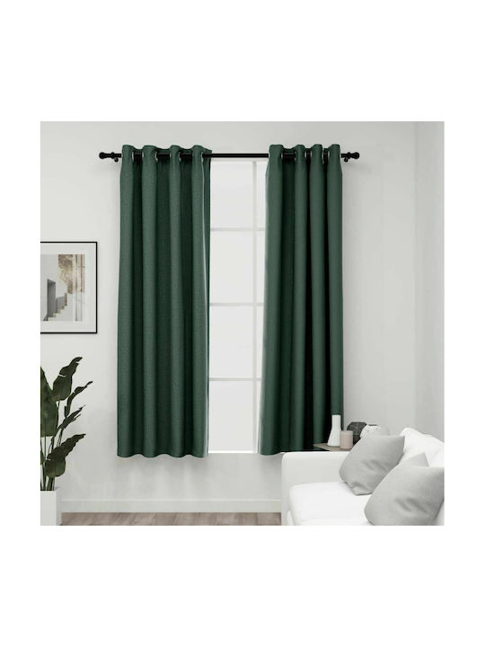 vidaXL Set Perdele Opacitate Cu Capse Verde 140x175cm