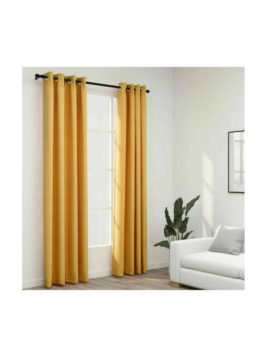 vidaXL vidaXL Curtain Set with Grommets Yellow 2 Pieces 140x245cm