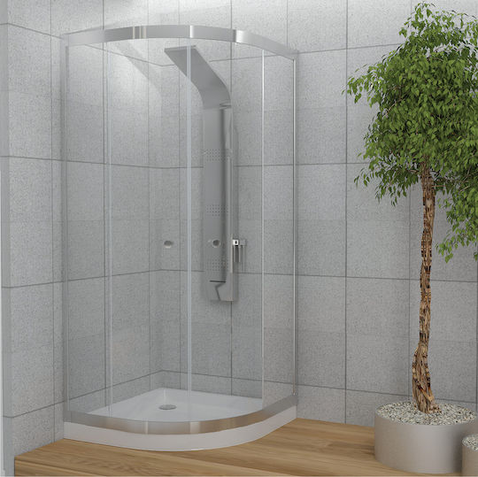Drop 6CAT080OV Kabine für Dusche Halbkreisförmig mit Schieben Tür 80x80x180cm Klarglas