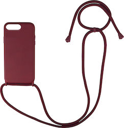 Sonique Carryhang Liquid Back Cover Silicone 0.5mm with Strap Burgundy (iPhone 8/7 Plus)