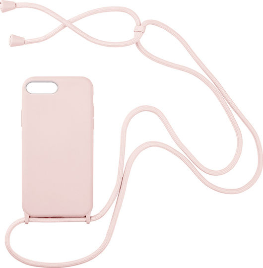 Sonique Carryhang Liquid Back Cover Σιλικόνης 0.5mm με Λουράκι Ροζ (iPhone 8 Plus / 7 Plus)