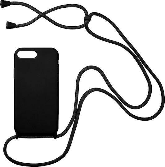 Sonique Carryhang Liquid Back Cover Σιλικόνης 0.5mm με Λουράκι Μαύρο (iPhone 8 Plus / 7 Plus)