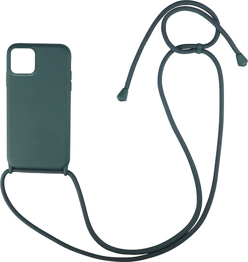 Sonique Carryhang Back Cover Silicone 0.5mm with Strap Dark Green (iPhone 12 mini)