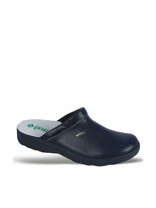 FAME LS281 Women's Leather Anatomic Clogs Blue