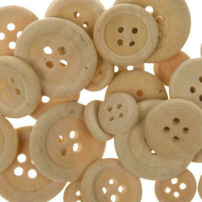 Wooden Buttons Κουμπιά Μπεζ Ξύλινα 30τεμ, Ø 22mm,Ø 18mm,Ø 7mm 30pcs 27669